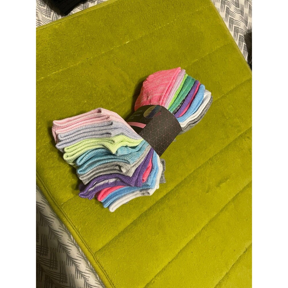 Womens 10 pair low cut Sock Lot Footwear No Show Socks Neon Athletic Footwear